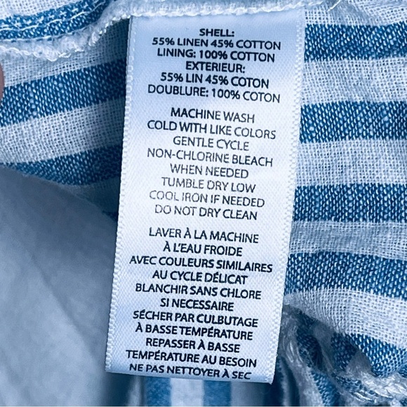 BeachLunchLounge | Blue Stripe Saison Linen Blend Tiered Sleeveless Dress, Small - Picture 10 of 10